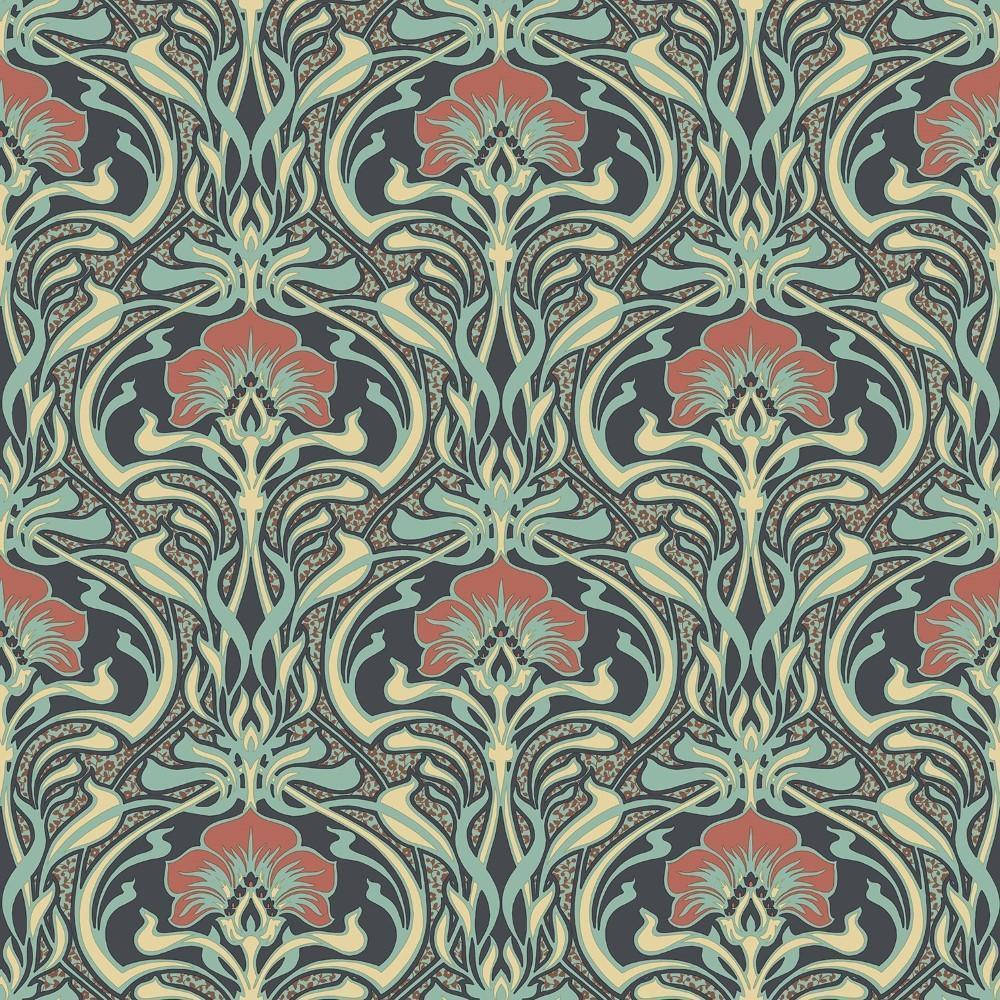 Green Floral Retro Peacock Wallpaper