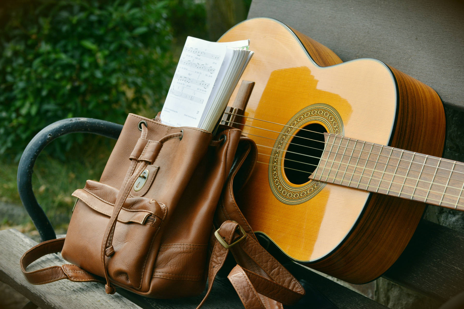 Guitar And Sheet Music 4k Wallpaper