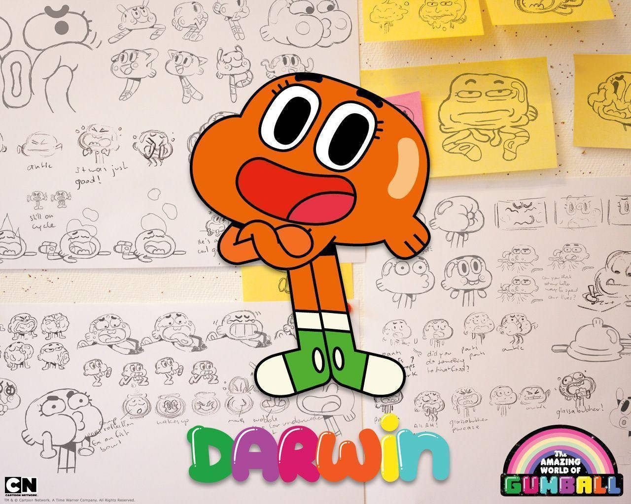 Gumball Darwin Doodle Wallpaper