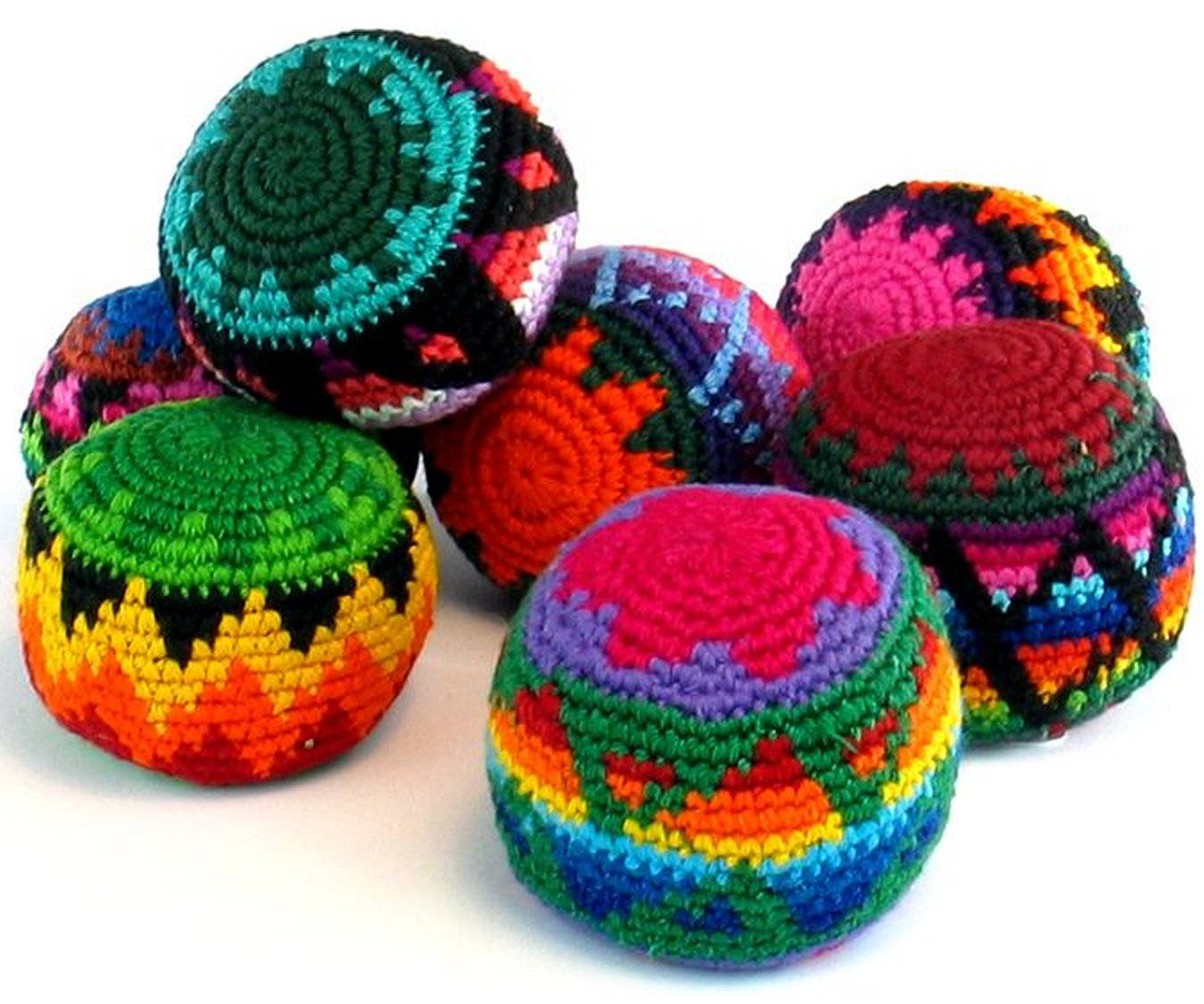 Hacky Sack Crochet Colorful Dark Vibrant Wallpaper