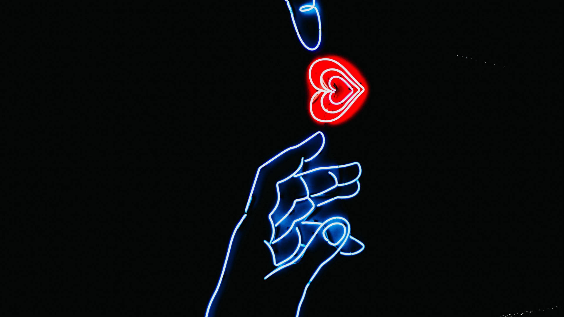 Hand Heart Blue Neon Wallpaper