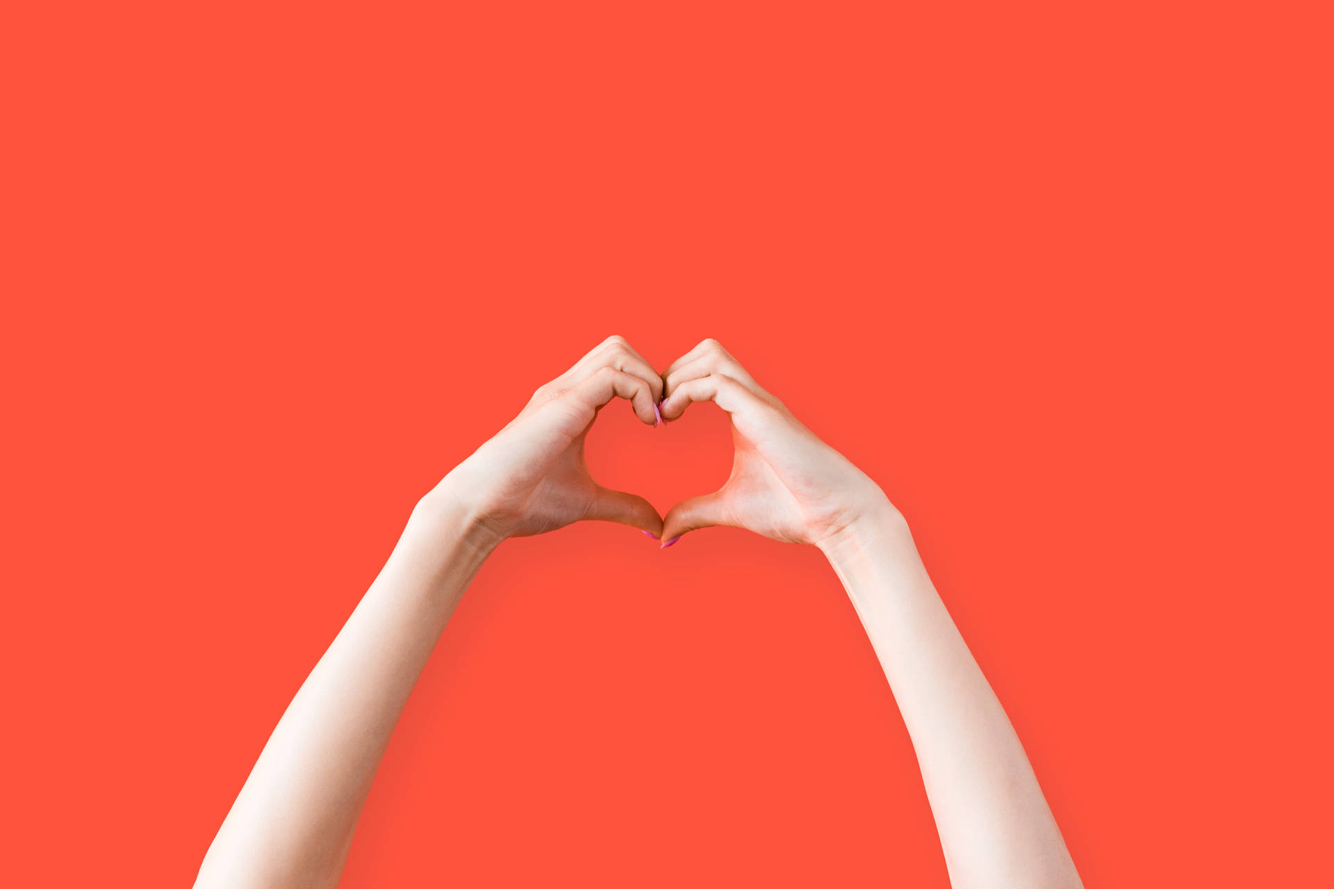 Hand Heart Orange Wallpaper