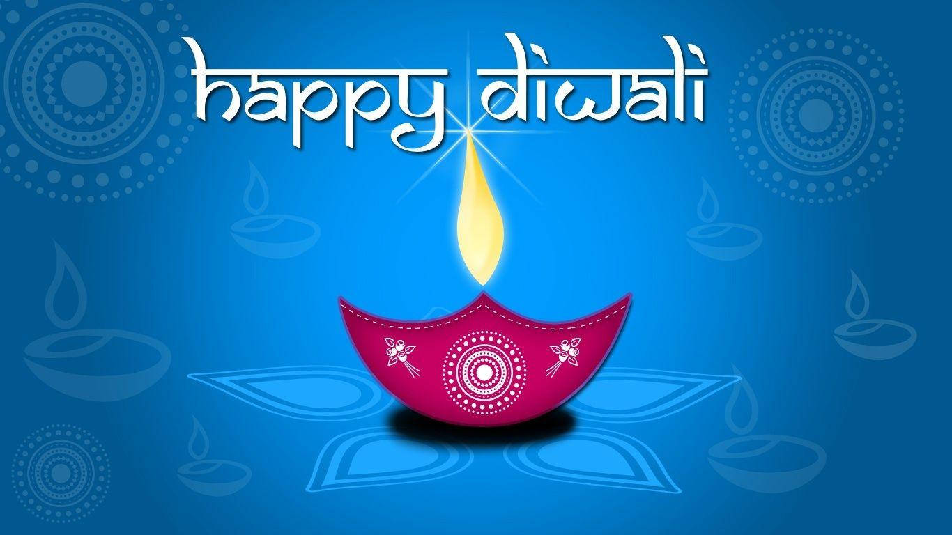 Happy Diwali Pink Oil Lamp Wallpaper