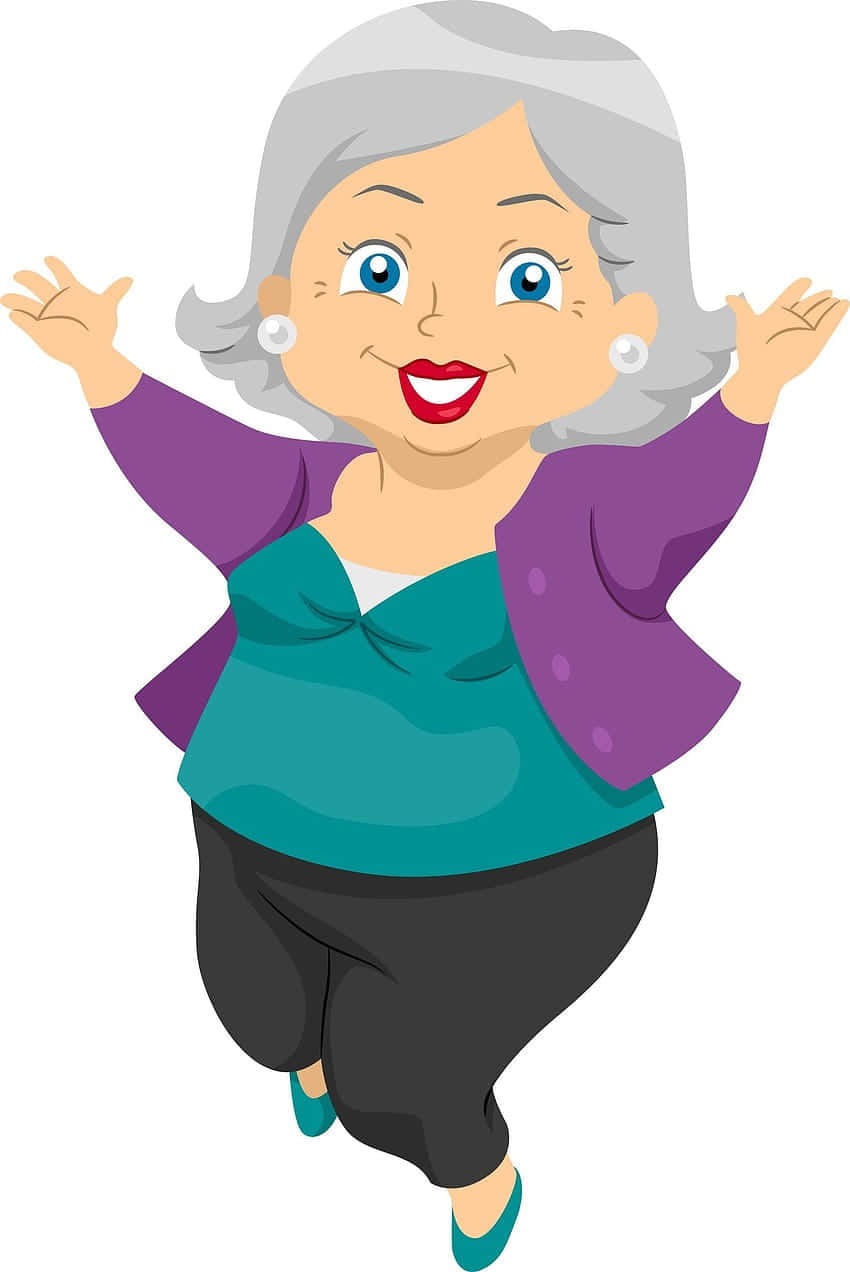 Happy Grandmother Cartoon Illustration Wallpaper