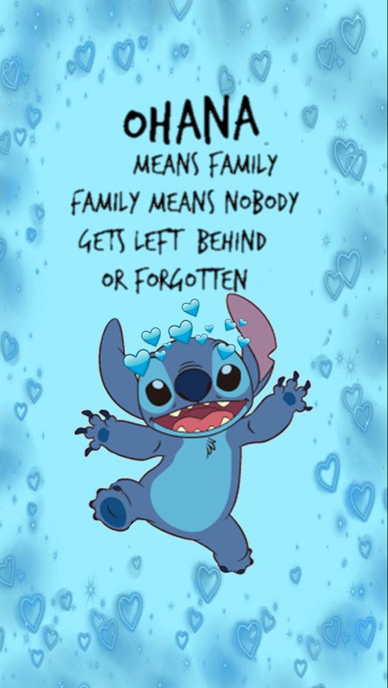 Happy Stitch Ohana Quote Wallpaper