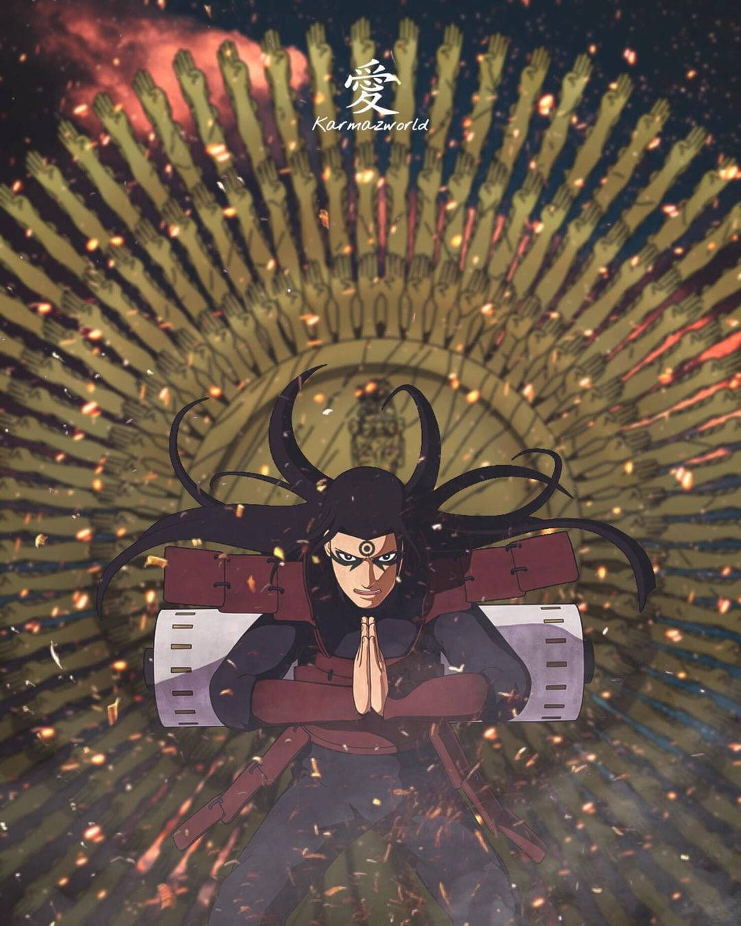 Hashirama Senju 1000 Hands Flames Wallpaper