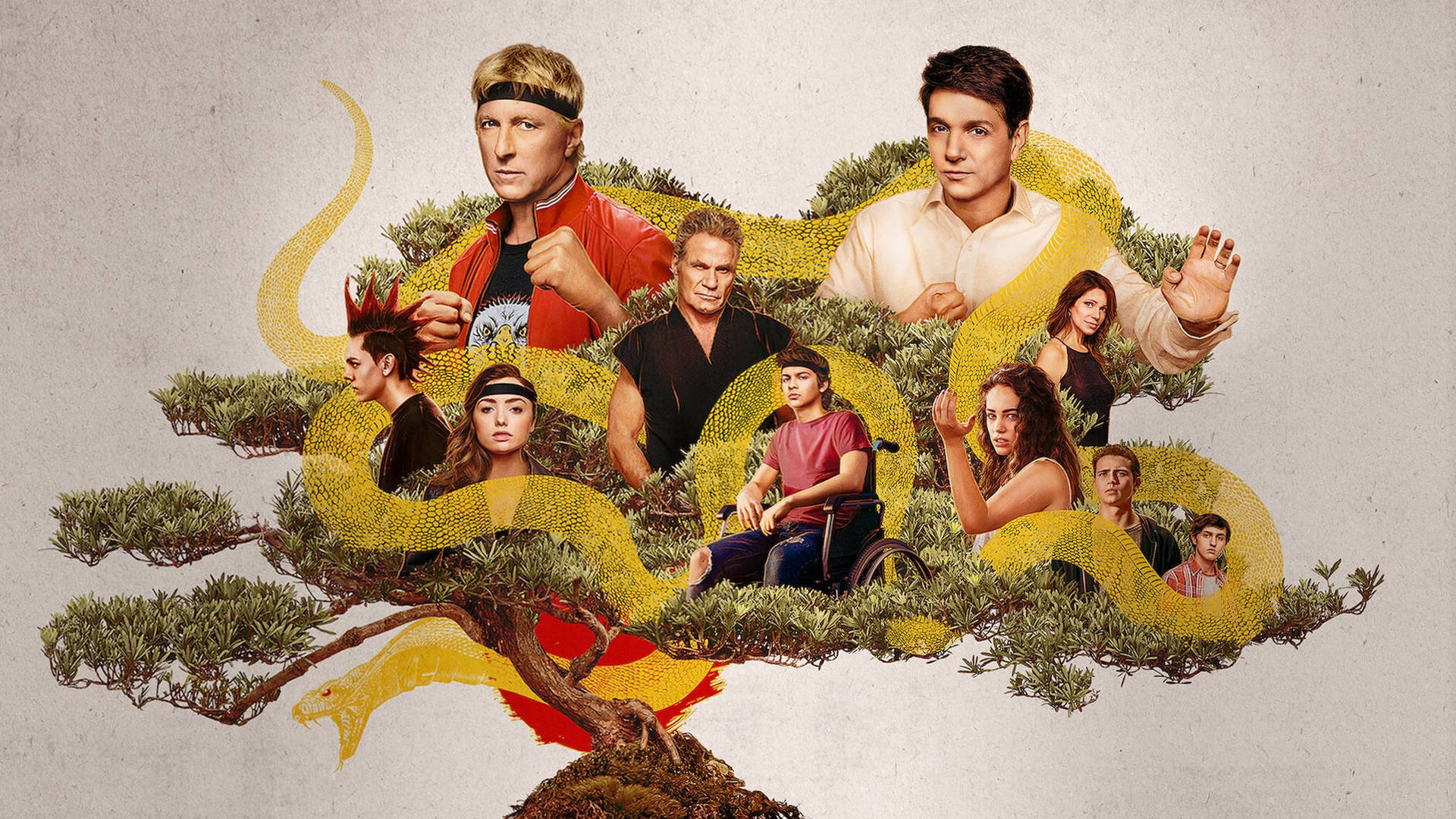 Hawk Cobra Kai Tree Collage Wallpaper