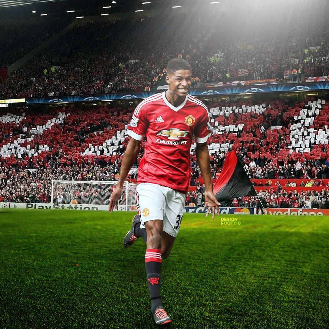 Hd Marcus Rashford Looking Excited Wallpaper