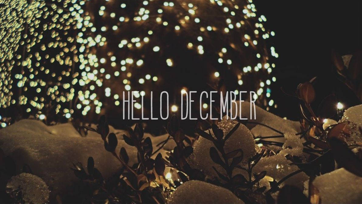 Hello December Snowy Night Aesthetic Wallpaper