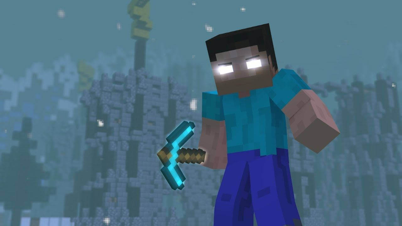 Herobrine Blue Weapon Wallpaper