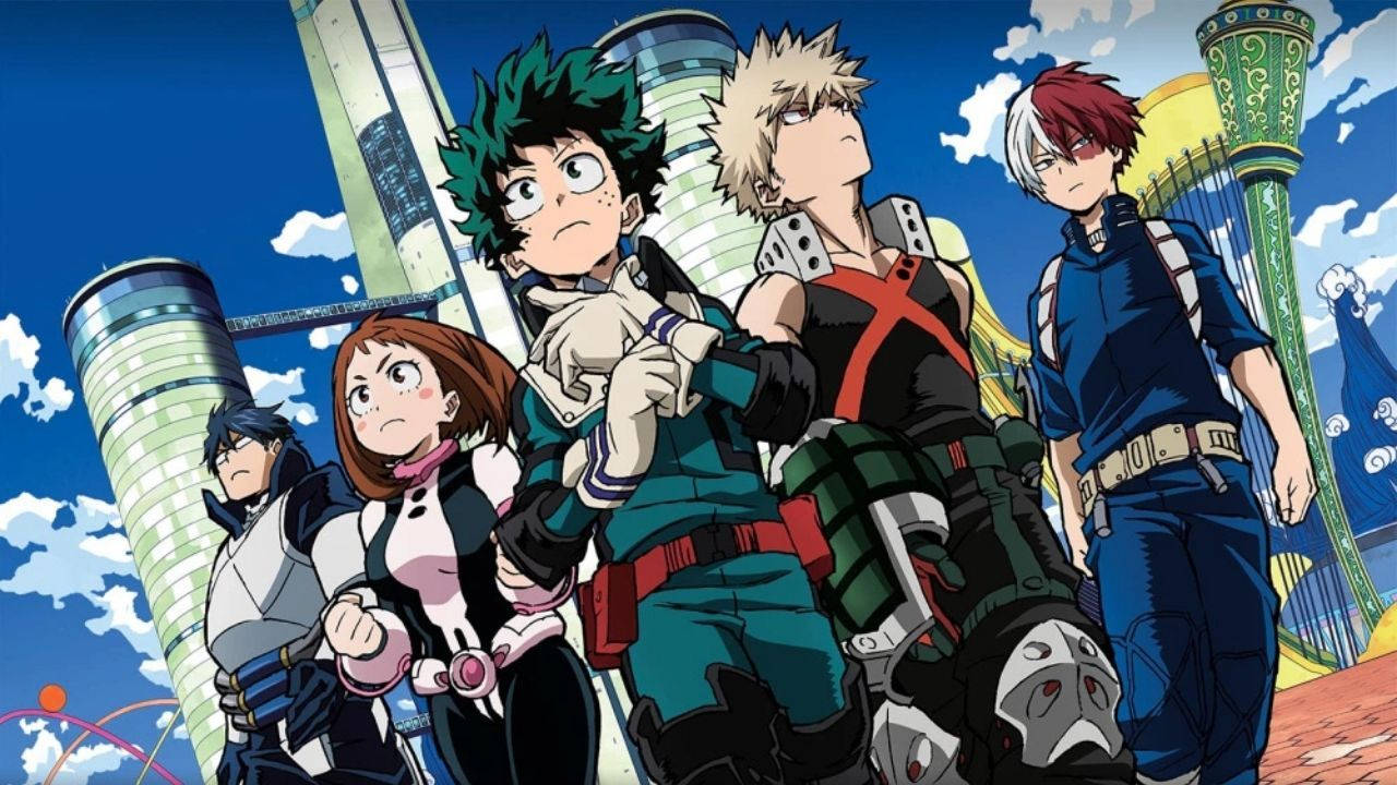 Heroes From The Hit Anime, My Hero Academia, Assembling To Defend A City. Wallpaper