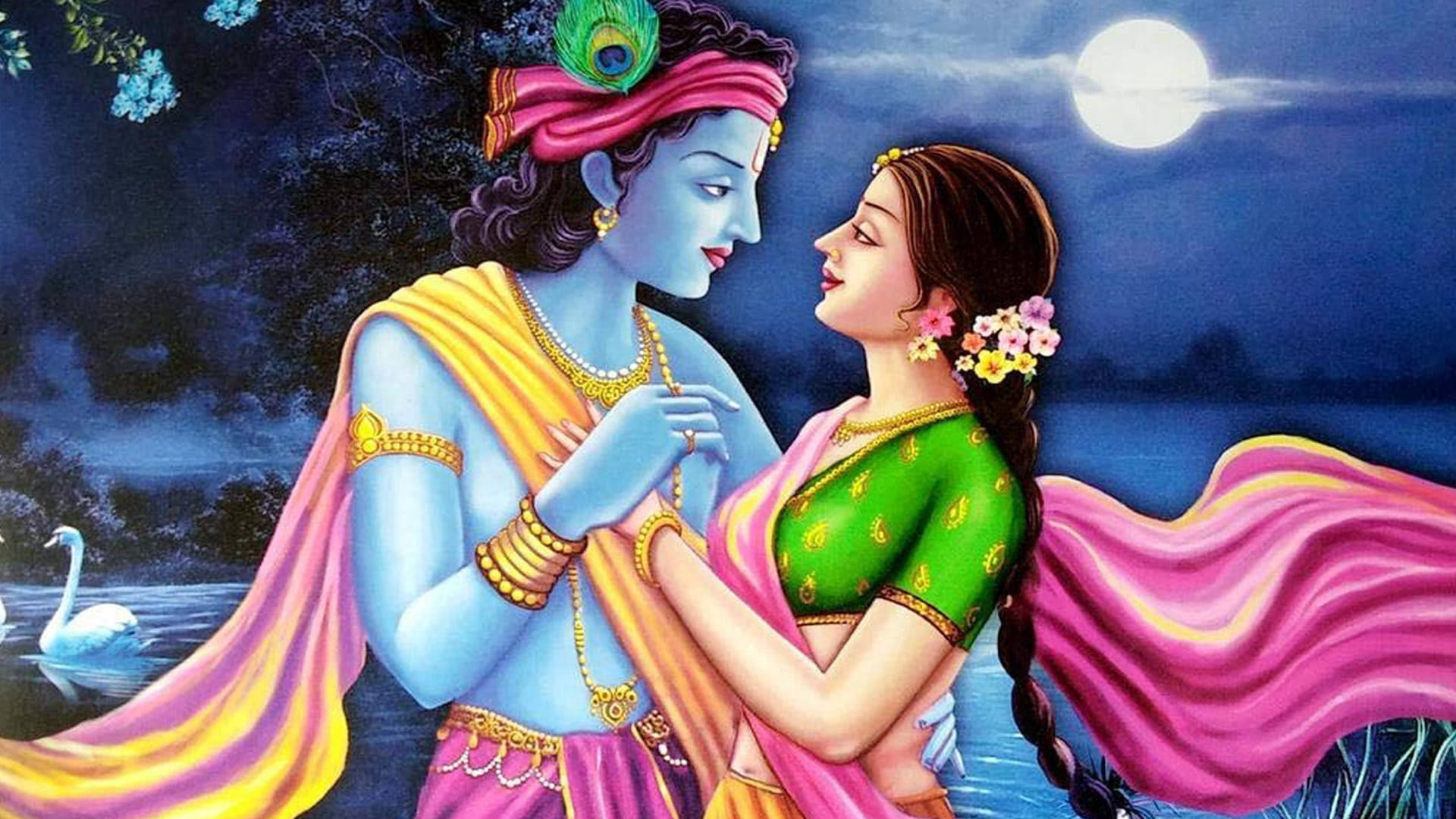 Hindu Goddess Radha And Hindu God Krishna Wallpaper