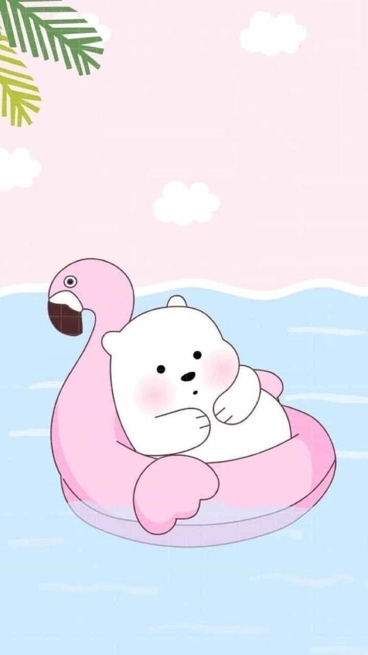 Ice Bear We Bare Bears Flamingo Floater Wallpaper