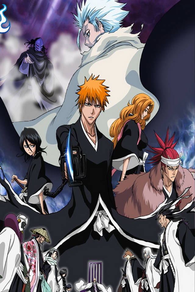 Ichigo With Gotei 13 Captains Bleach Iphone Wallpaper