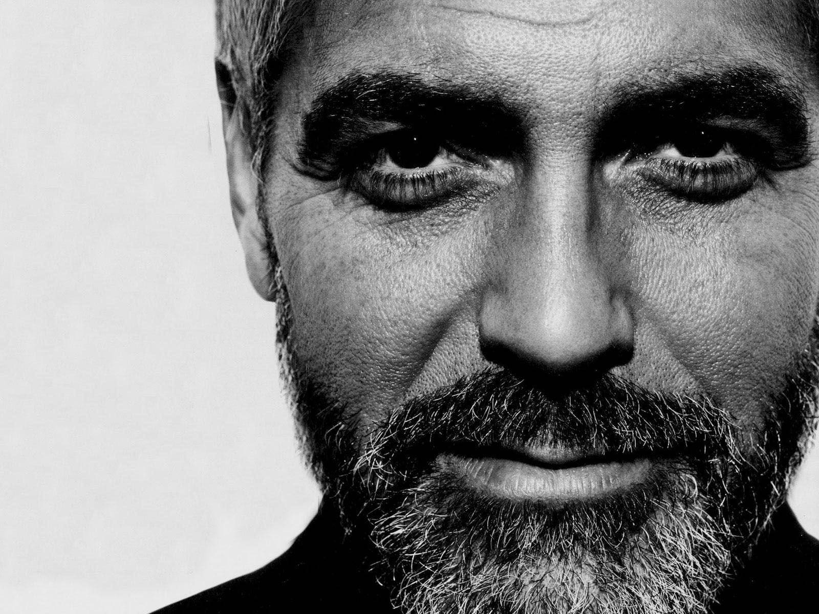 Iconic Black And White Portrait Of George Clooney Wallpaper