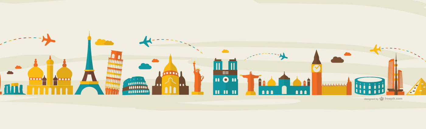 Illustrated Landmarks Linkedin Cover Wallpaper