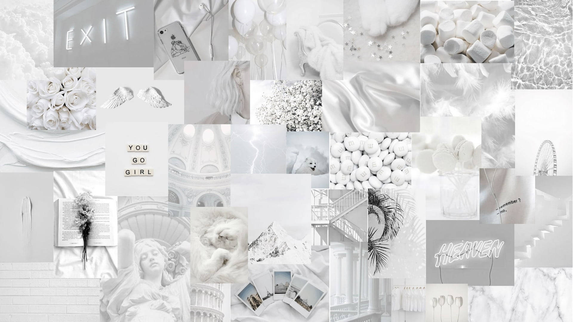 Image Collage In Cute White Aesthetic Wallpaper