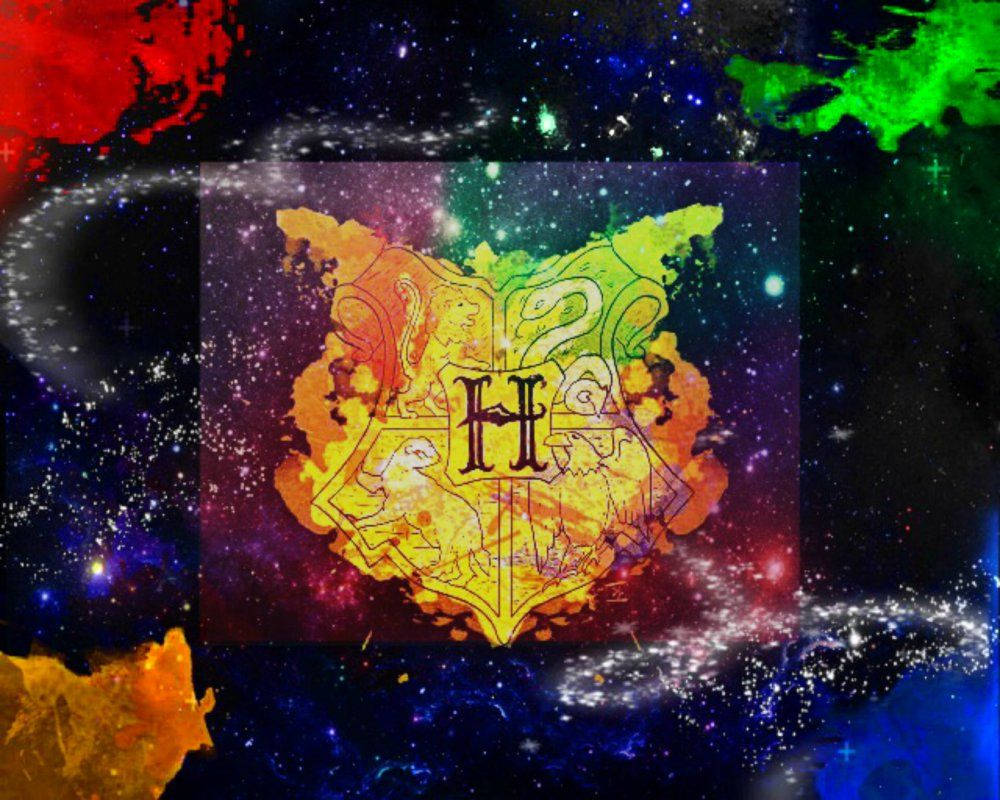 Image Hogwarts Crest Against A Galaxy Aesthetic Wallpaper