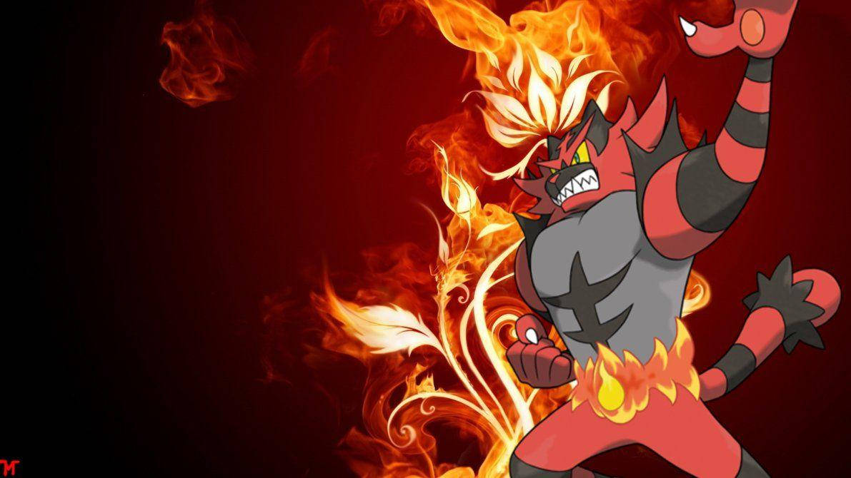 Incineroar Unleashing Power In Game Wallpaper