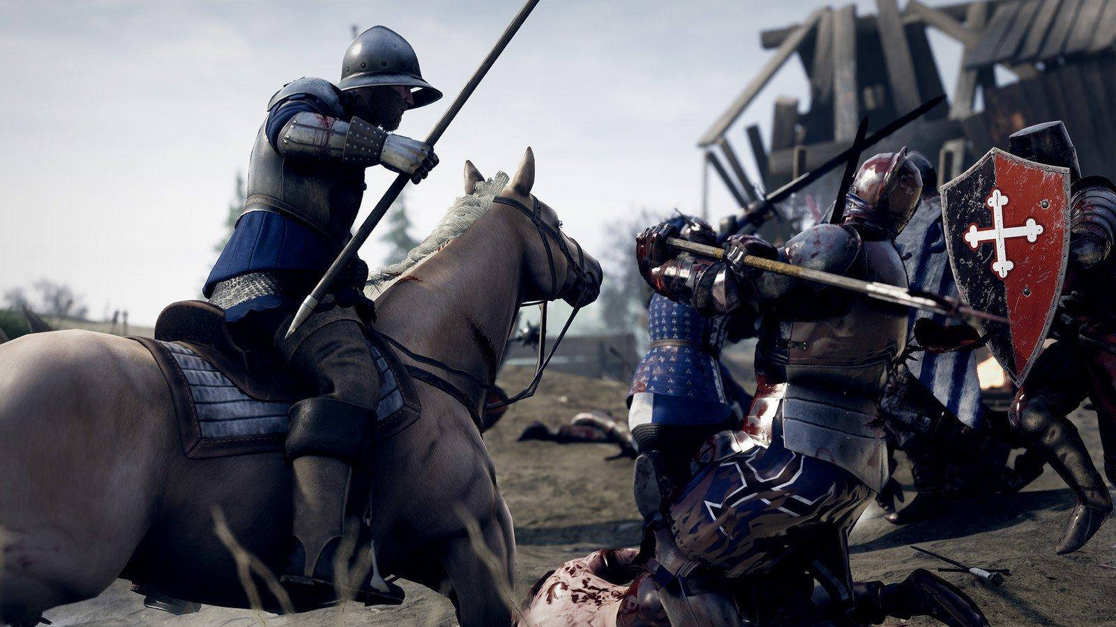 Intense Fight Mordhau Mercenary Group Wallpaper