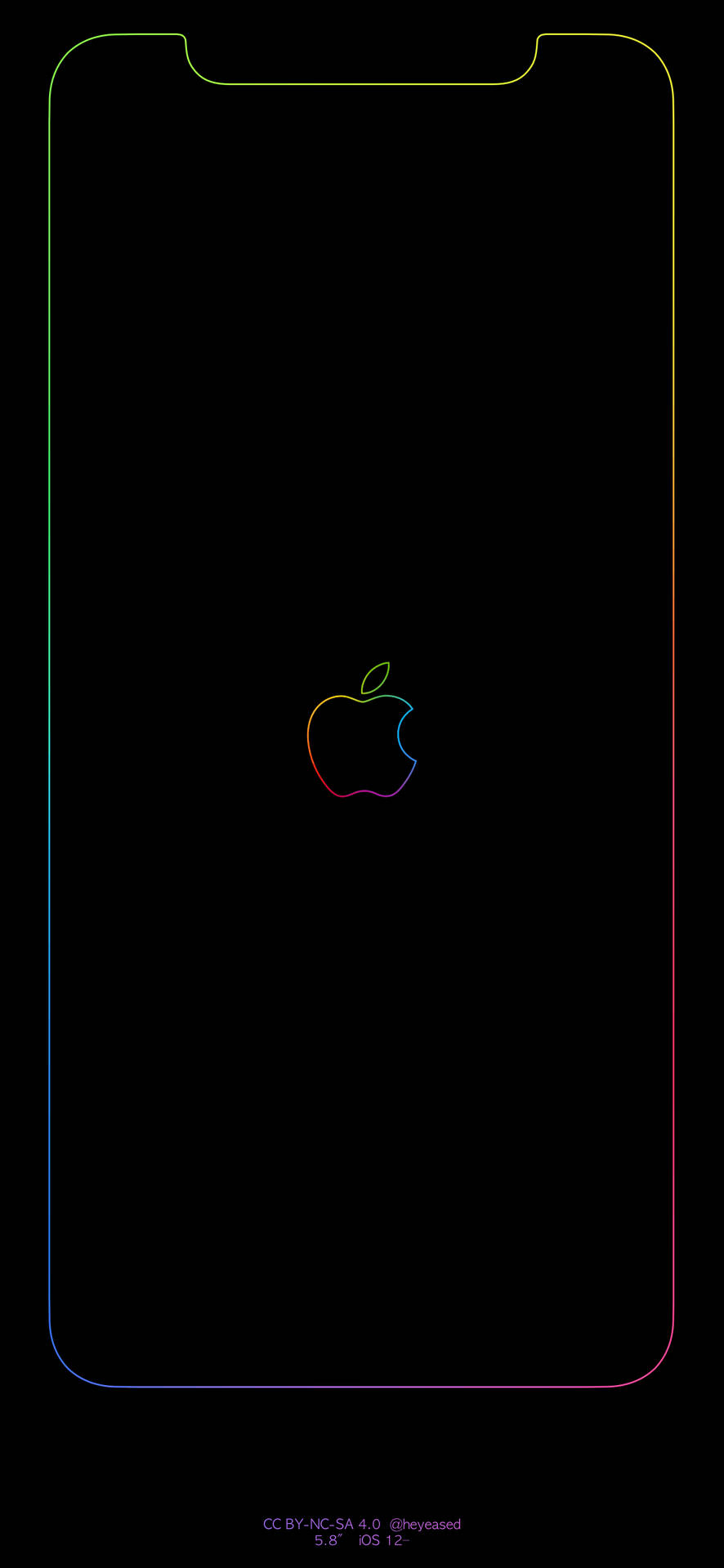 Iphone Apple Simple Rainbow Black Wallpaper