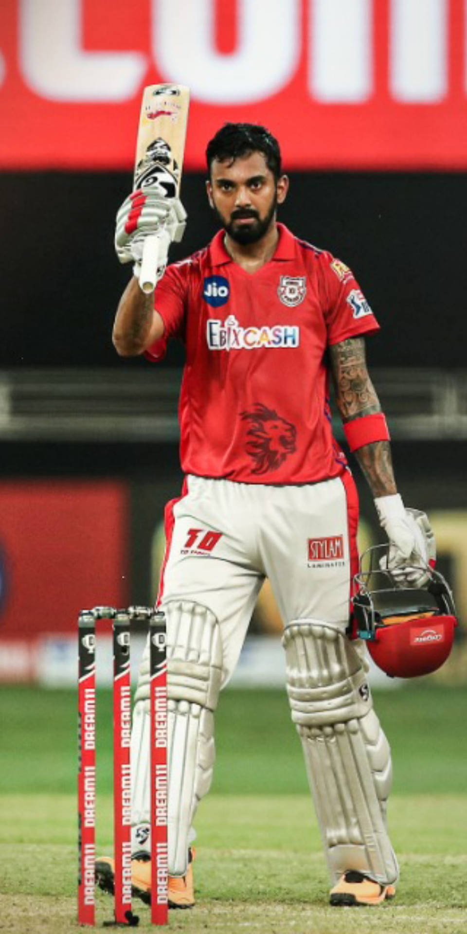 Ipl 2021 Kl Rahul Holding Helmet Wallpaper