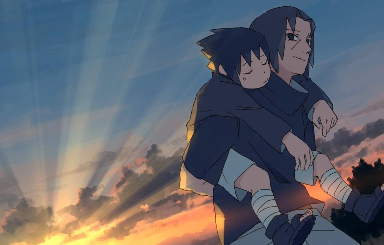 Itachi Uchiha Carrying Sasuke Wallpaper