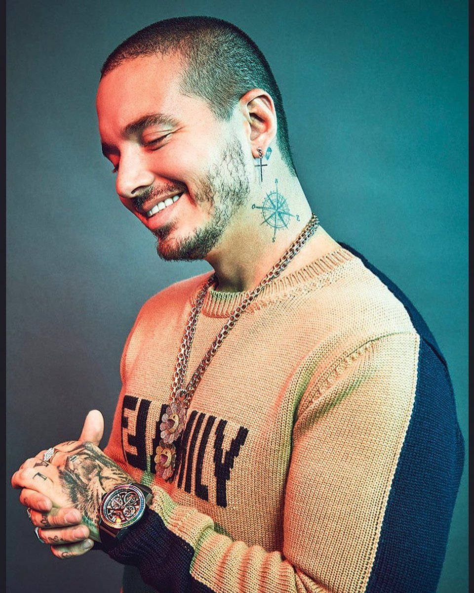 J Balvin Compass Tattoo Wallpaper