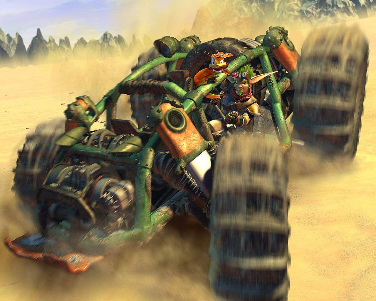 Jak And Daxter Riding A Gigantic Truck Wallpaper