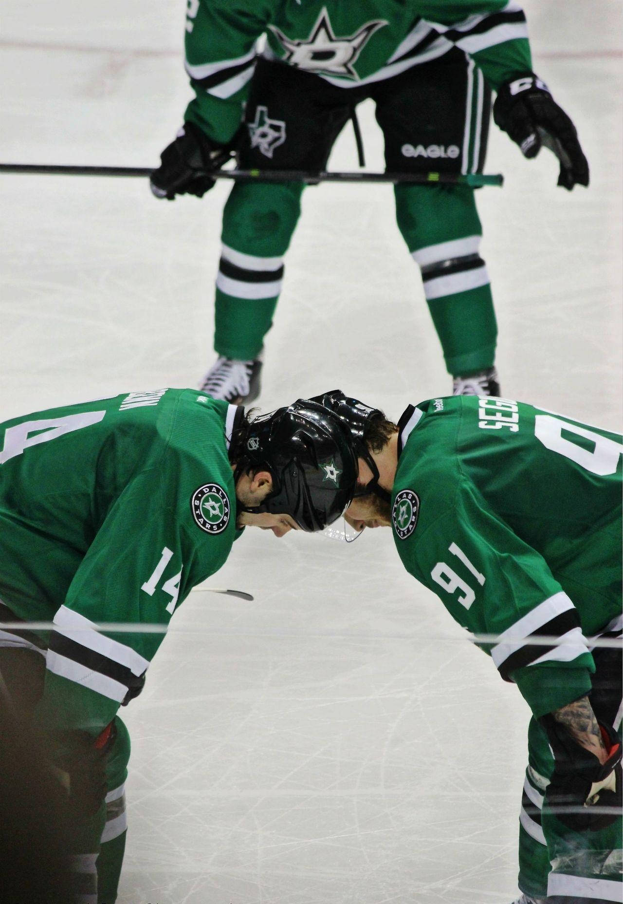 Jamie Benn Plotting With Tyler Seguin Poster Wallpaper