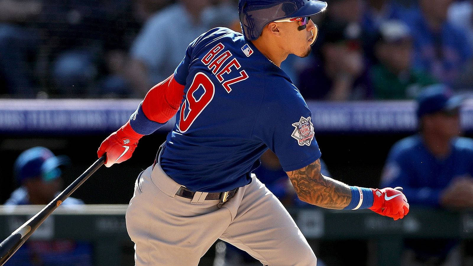 Javier Baez On Baseball Field Wallpaper