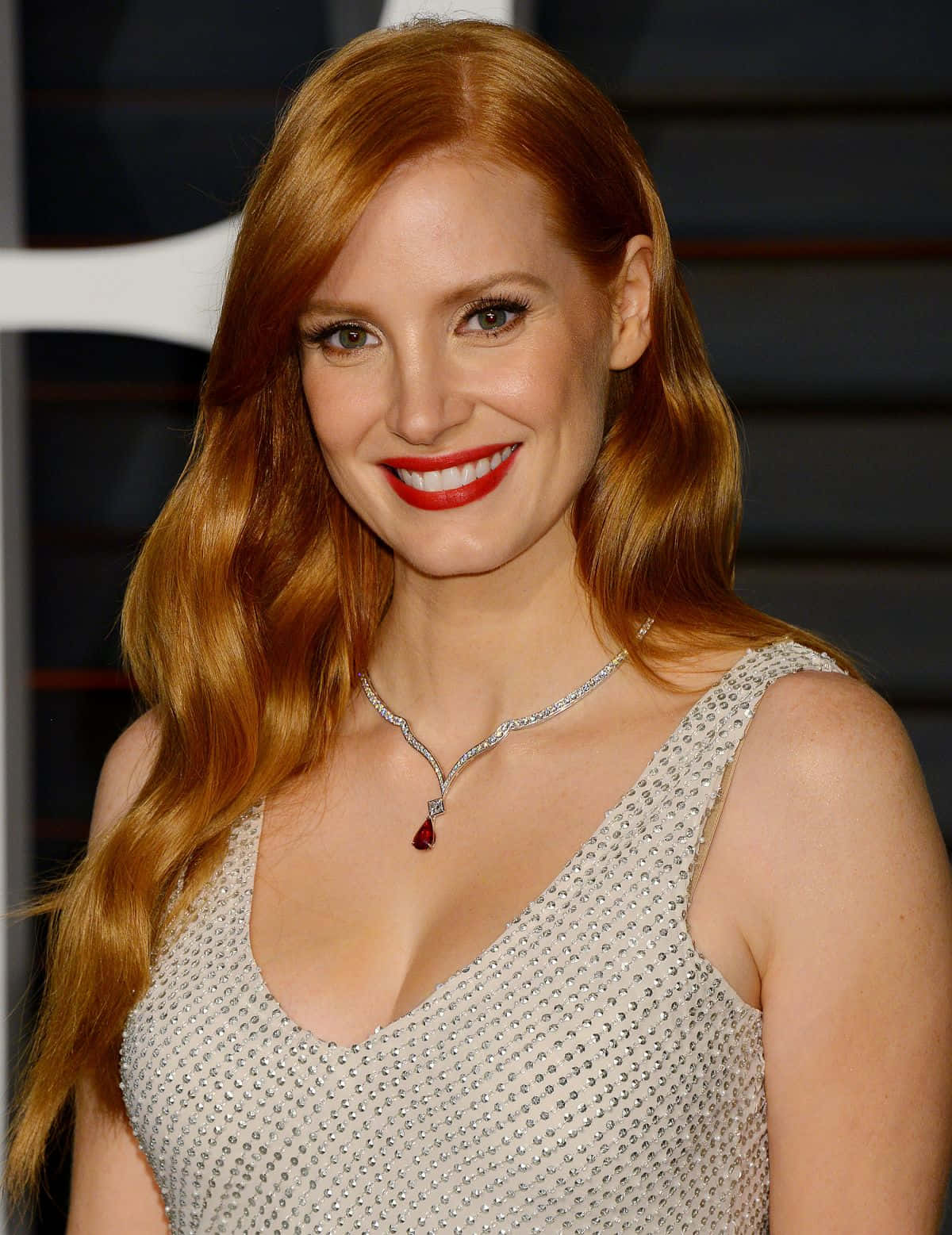 Jessica Chastain On A Red Carpet Event Wallpaper