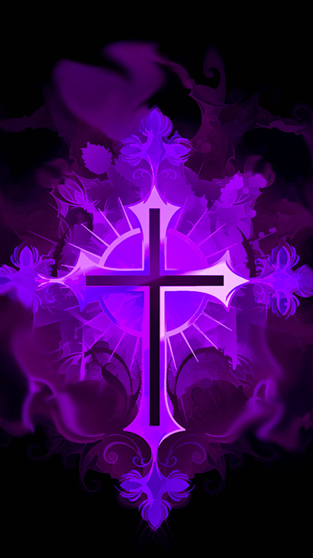 Jesus Cross Ornate Purple Aesthetic Wallpaper