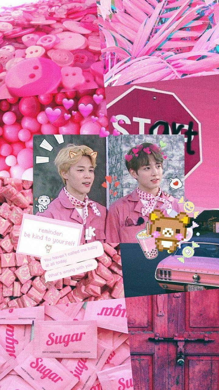 Jikook With Pink Things Wallpaper
