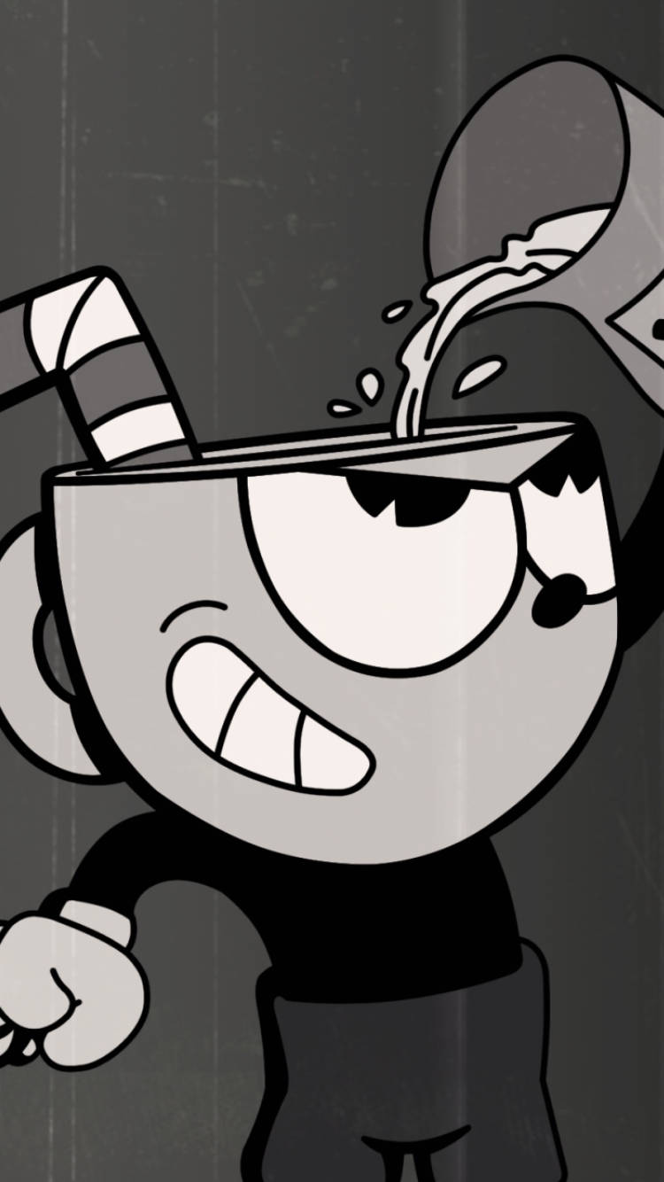 Join Cuphead's Adventure In Black And White Wallpaper