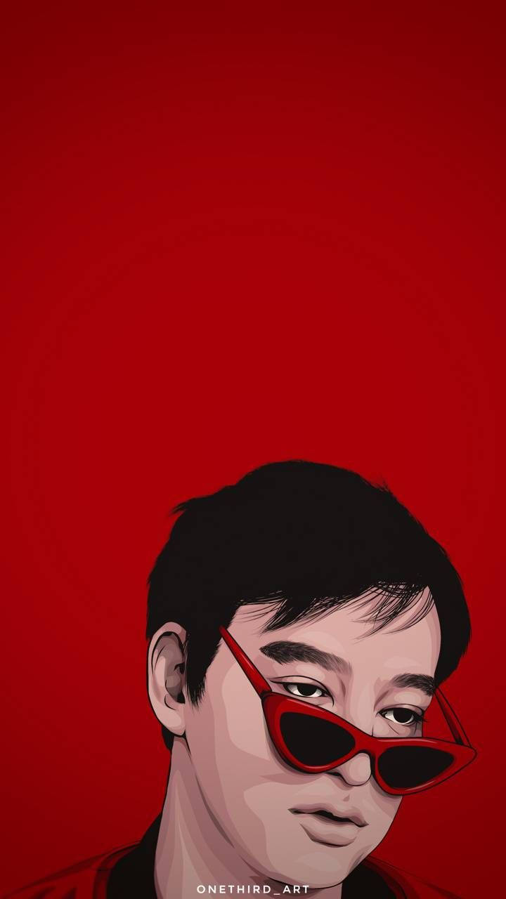 Joji On Red Fashion Glasses Wallpaper