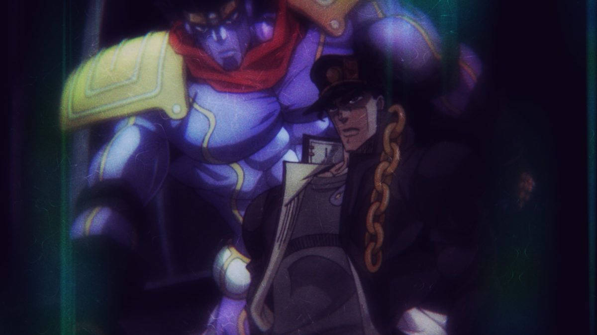 Jotaro Kujo Summoning Star Platinum In Jojo's Bizarre Adventure Wallpaper