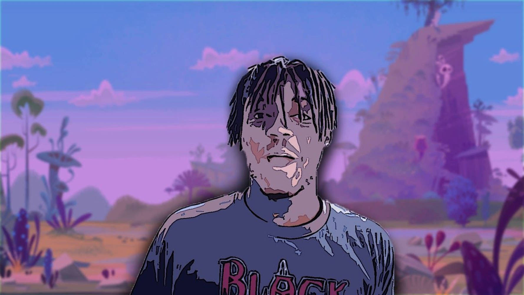 Juice Wrld Aesthetic Cartoon In Desert Wallpaper