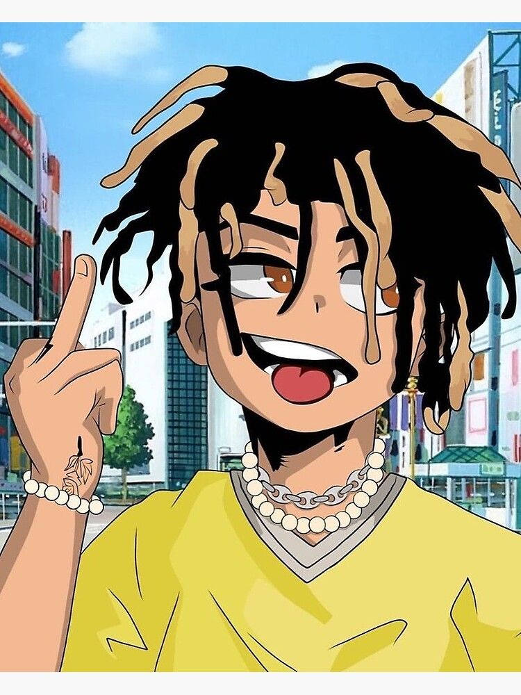 Juice Wrld Anime In Yellow Shirt Wallpaper