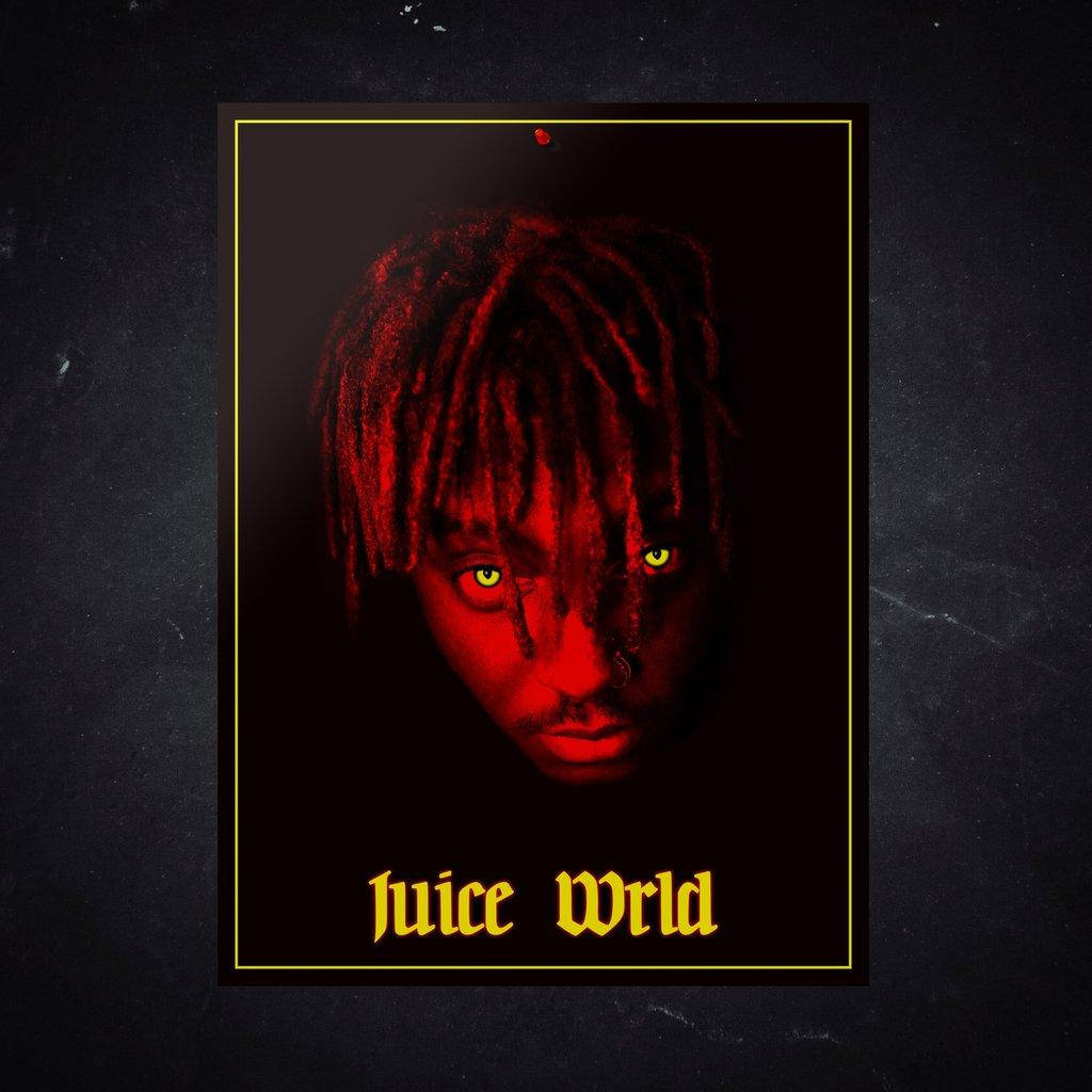 Juice Wrld Cartoon With Glowing Eyes Wallpaper