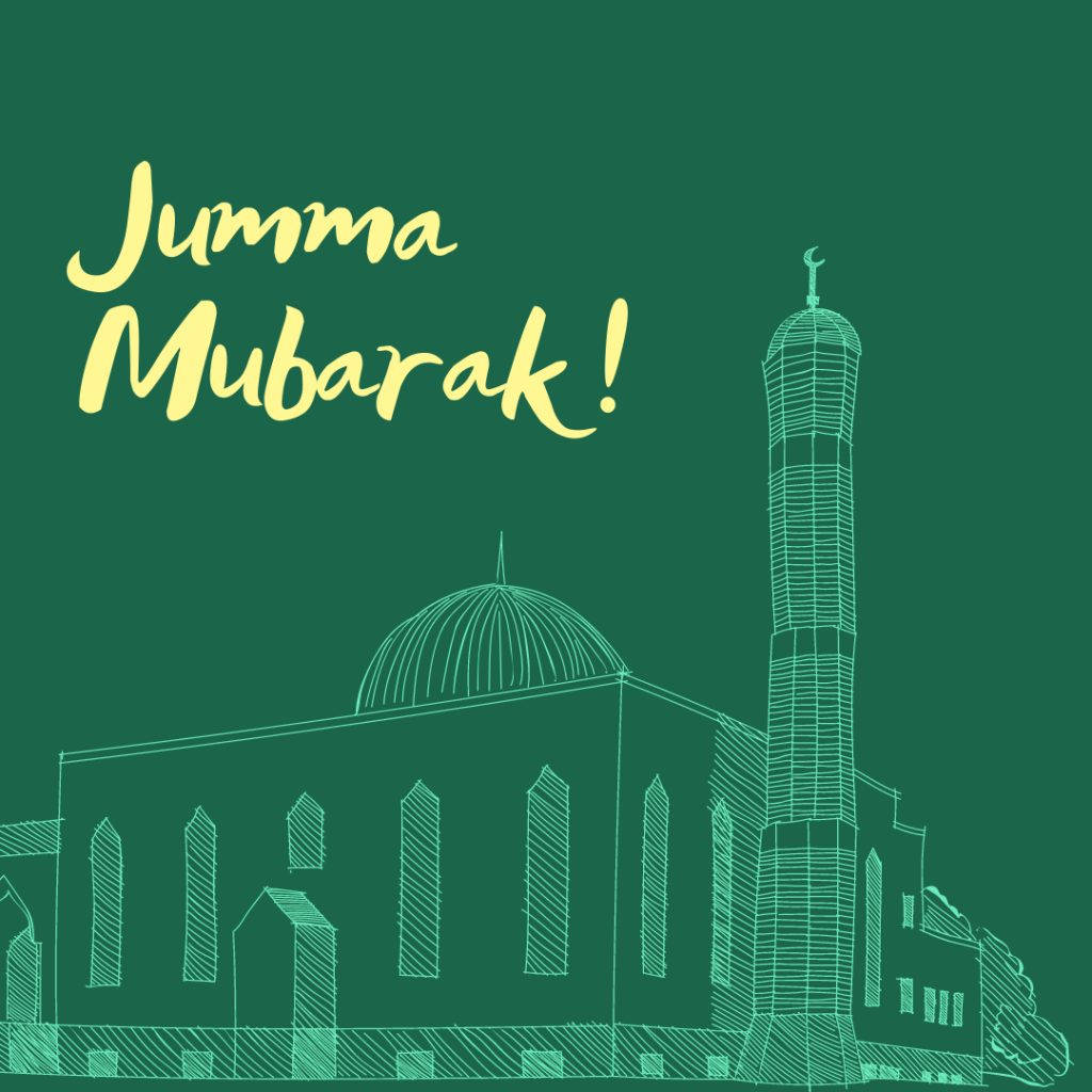 Jumma Mubarak Mosque Sketch Art Wallpaper