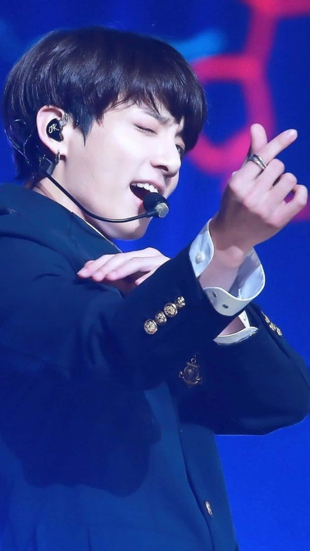 Jungkook Bts Finger Heart Wink Wallpaper