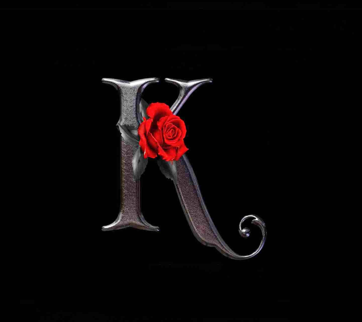 K Alphabet With Rose Wallpaper