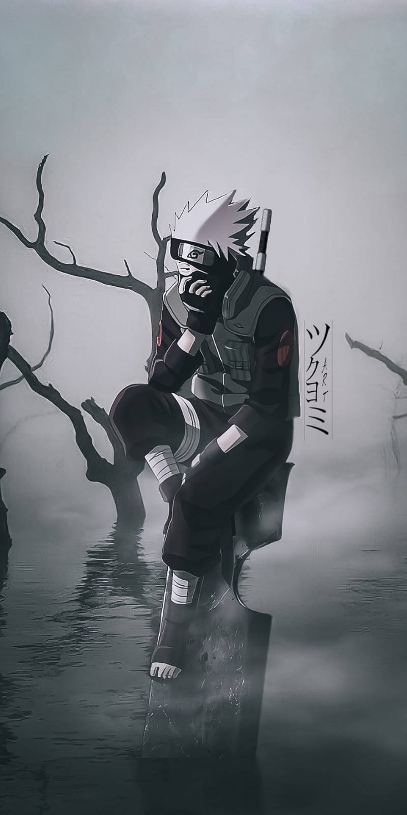 Kakashi Iphone Gray Aesthetic Wallpaper