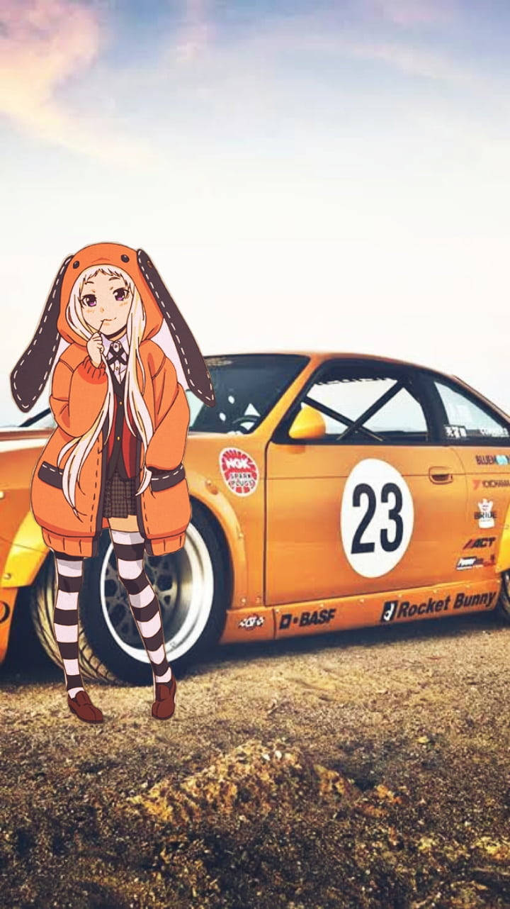 Kakegurui Runa Fan Edit Yellow Car Wallpaper