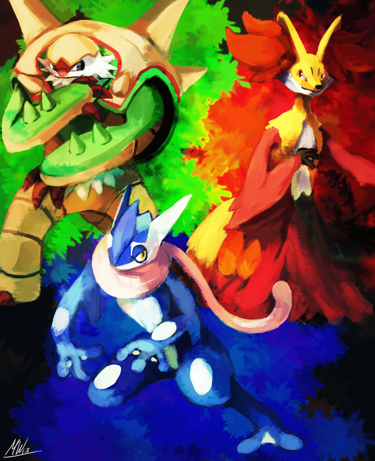 Kalos_ Starter_ Evolutions_ Artwork Wallpaper