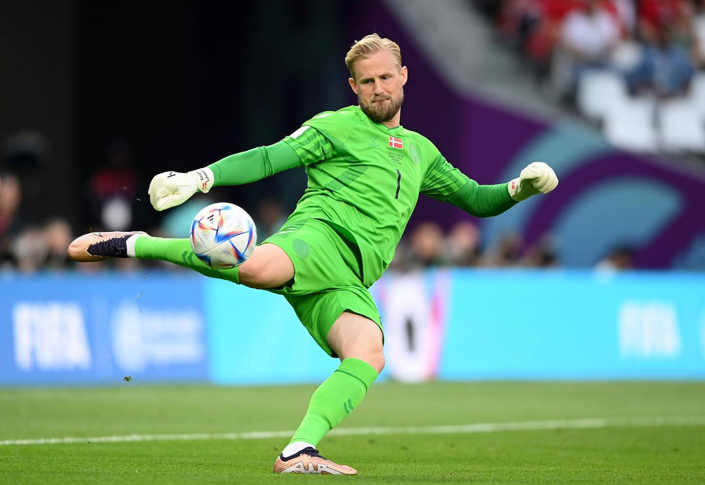 Kasper Schmeichel Ball Kick Denmark National Football Team Wallpaper