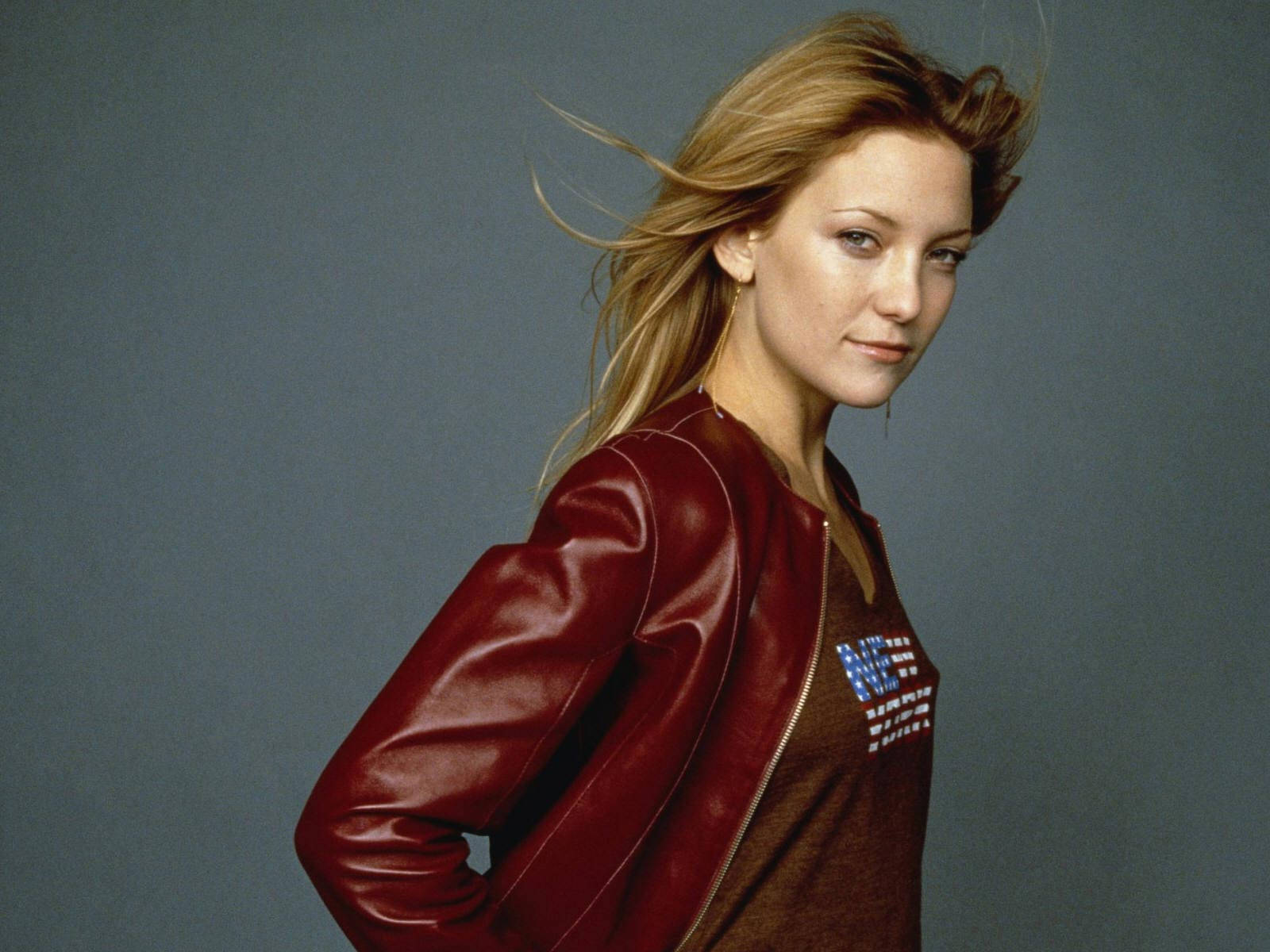 Kate Hudson Red Leather Jacket Wallpaper