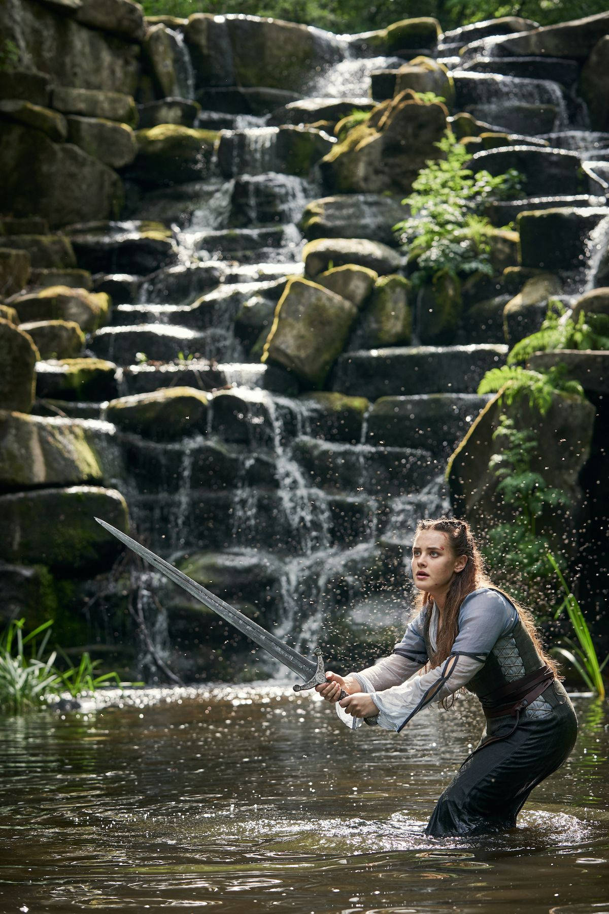 Katherine Langford With Sword Wallpaper