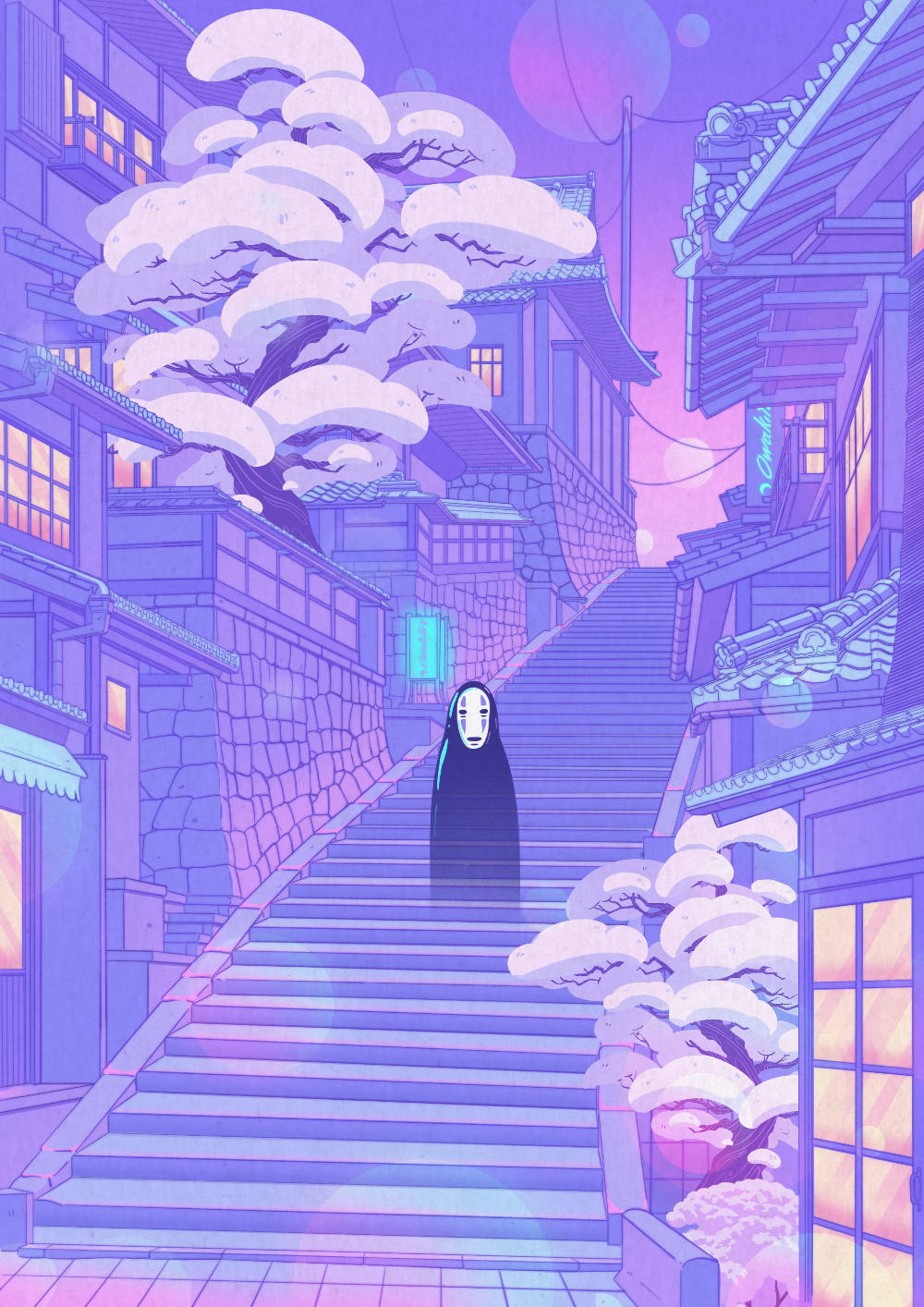 Kawaii Purple Dreamy No Face Wallpaper